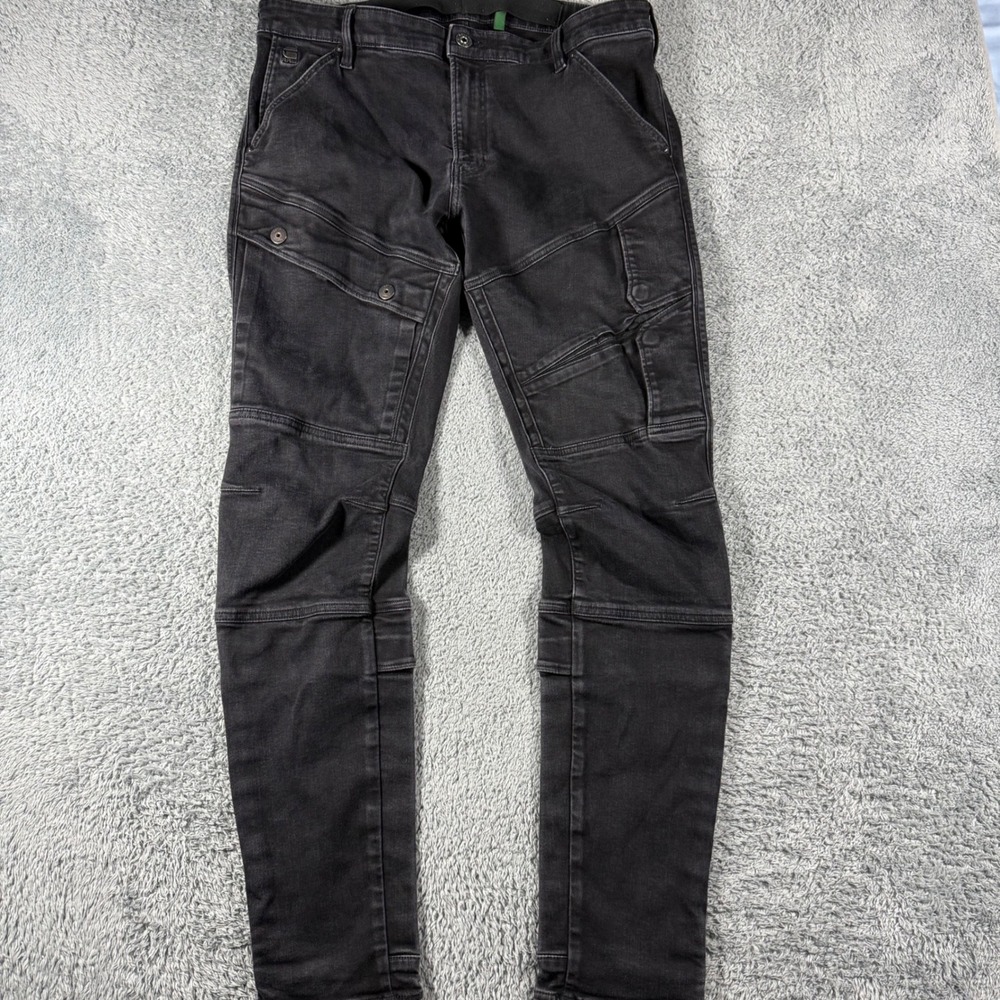 G-Star Raw Airblaze 3D Skinny Jeans Mens 38x34 Black Tactical Cargo Pants Faded